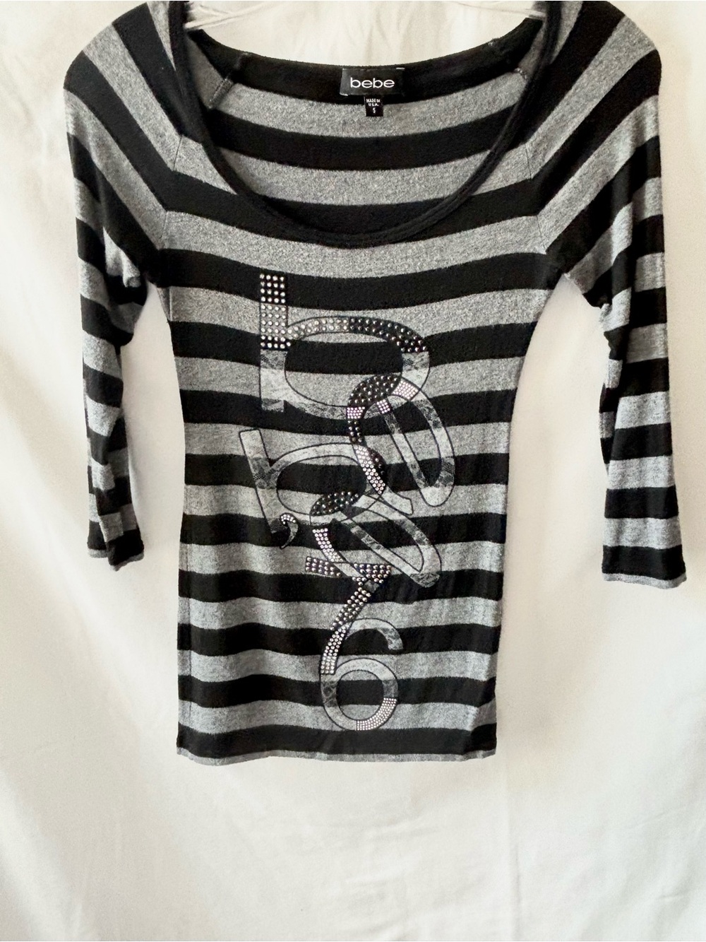 Vintage Y2K Bebe Rhinestone Snake Stripe Top Size S